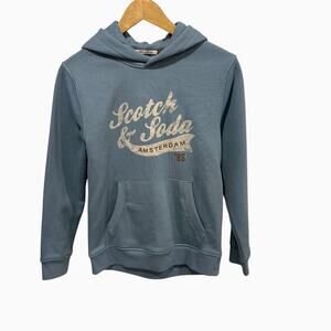 Scotch & Soda Amsterdam Sweatshirt Hoodie Blue Graphic Logo Kids Large NWT